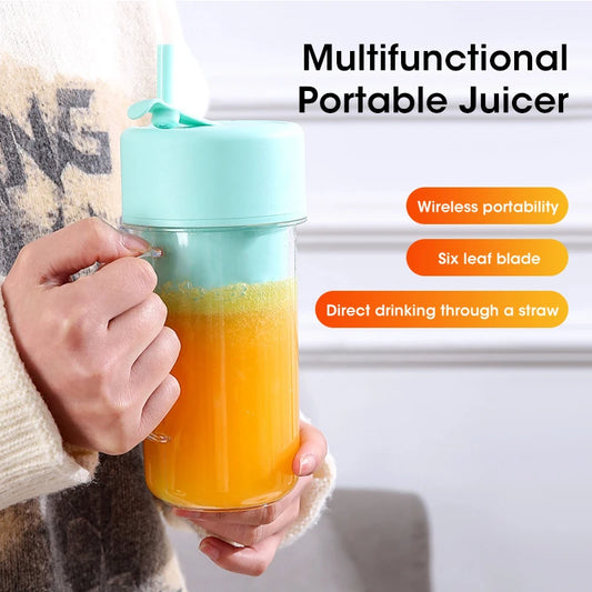 Portable Electric Juicer with Straw