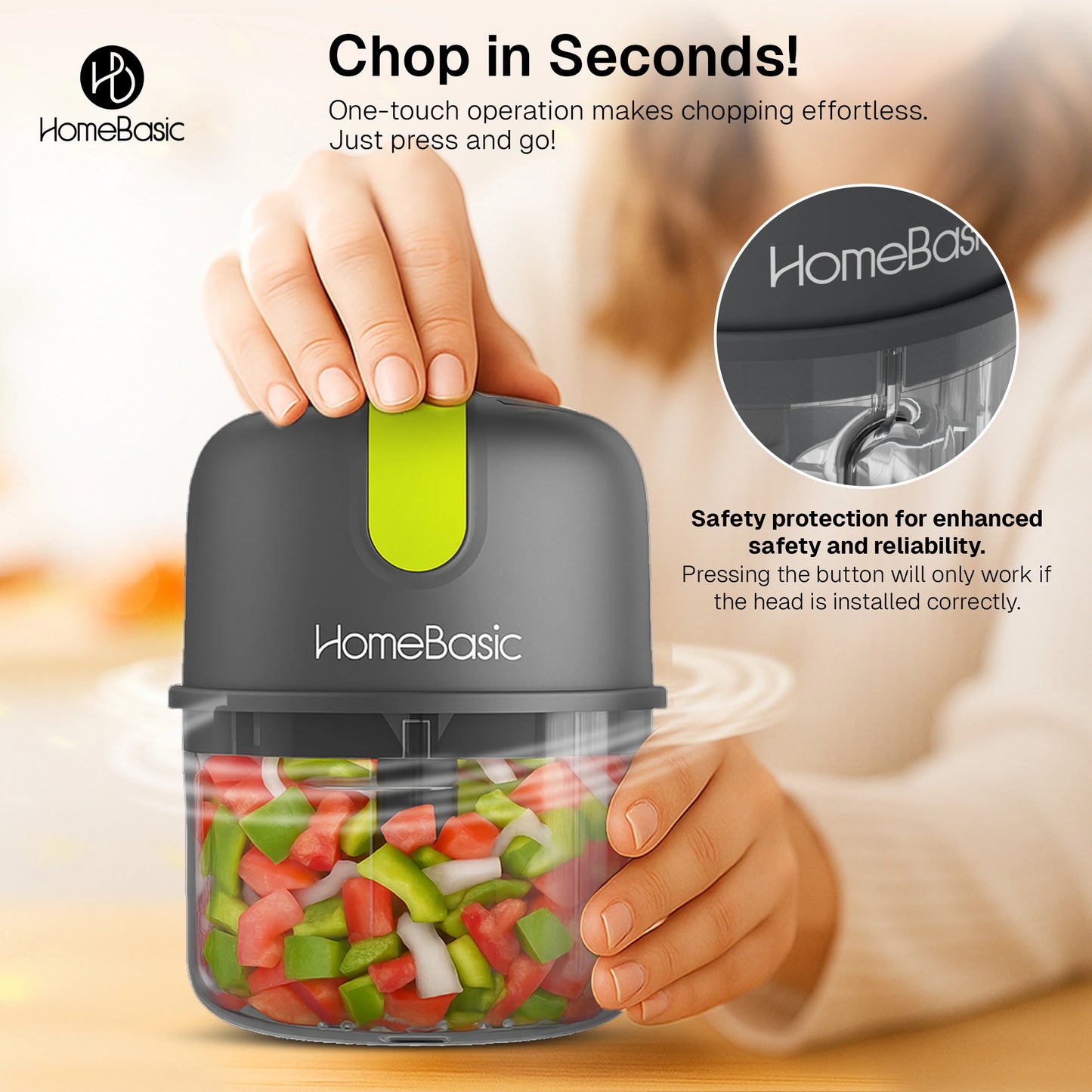 Electric Mini Food Chopper — USB Cordless