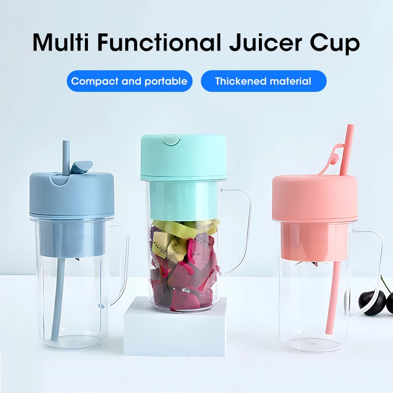 Portable Electric Juicer with Straw