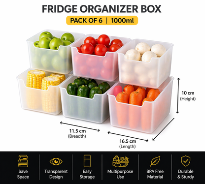 Fridge Organizer Boxes — Pack of 6