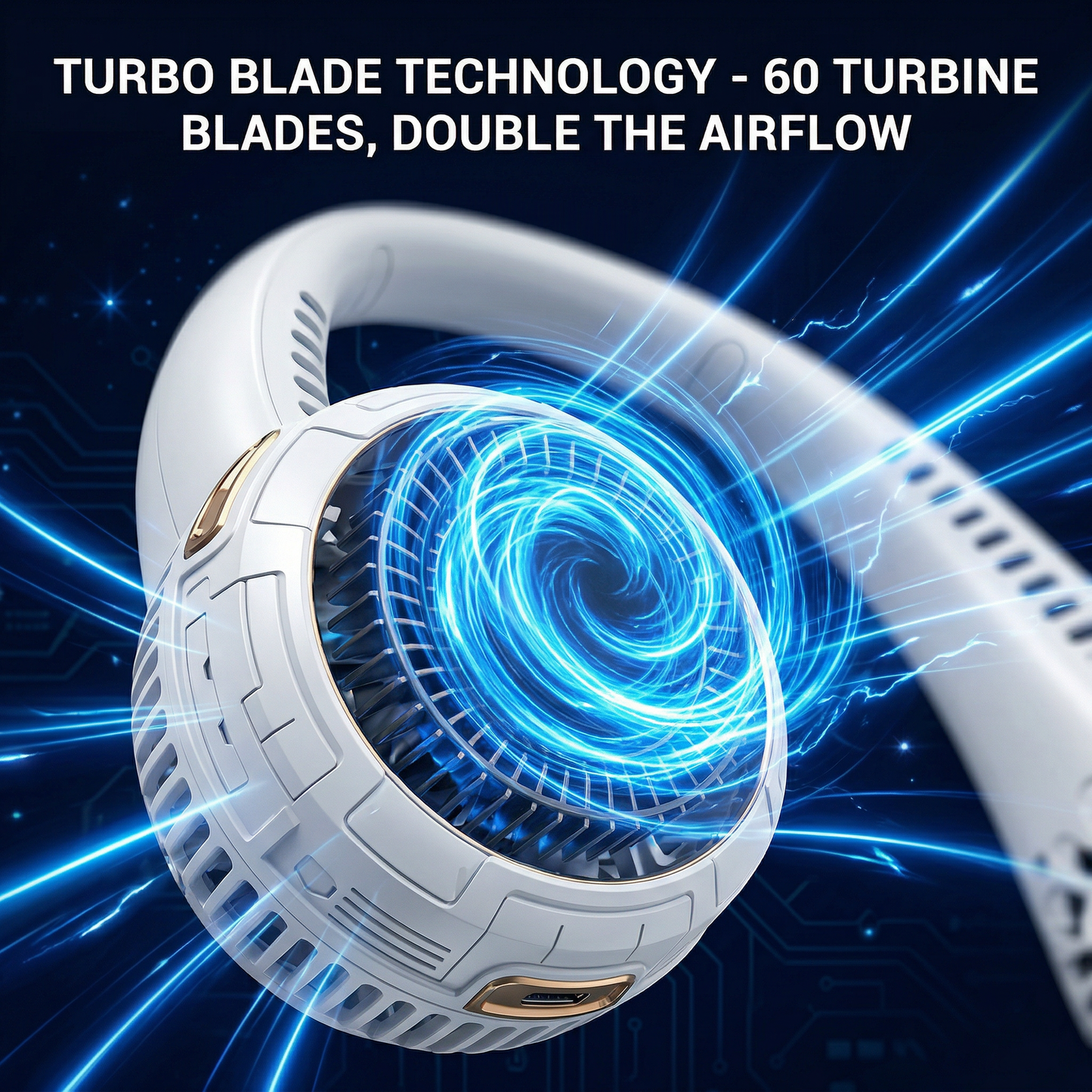 Portable Bladeless Neck Fan – 720° Airflow, Rechargeable USB, 5-Speed Cooling, Hands-Free Wearable Fan for Summer Travel & Daily Use