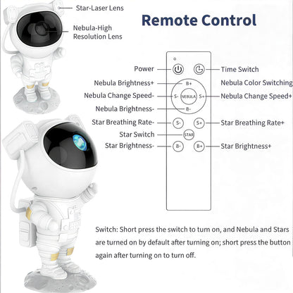 Astronaut Galaxy Star Projector – Transform Your Room into a Cosmic Dream 🌌 | Remote Control Night Lamp