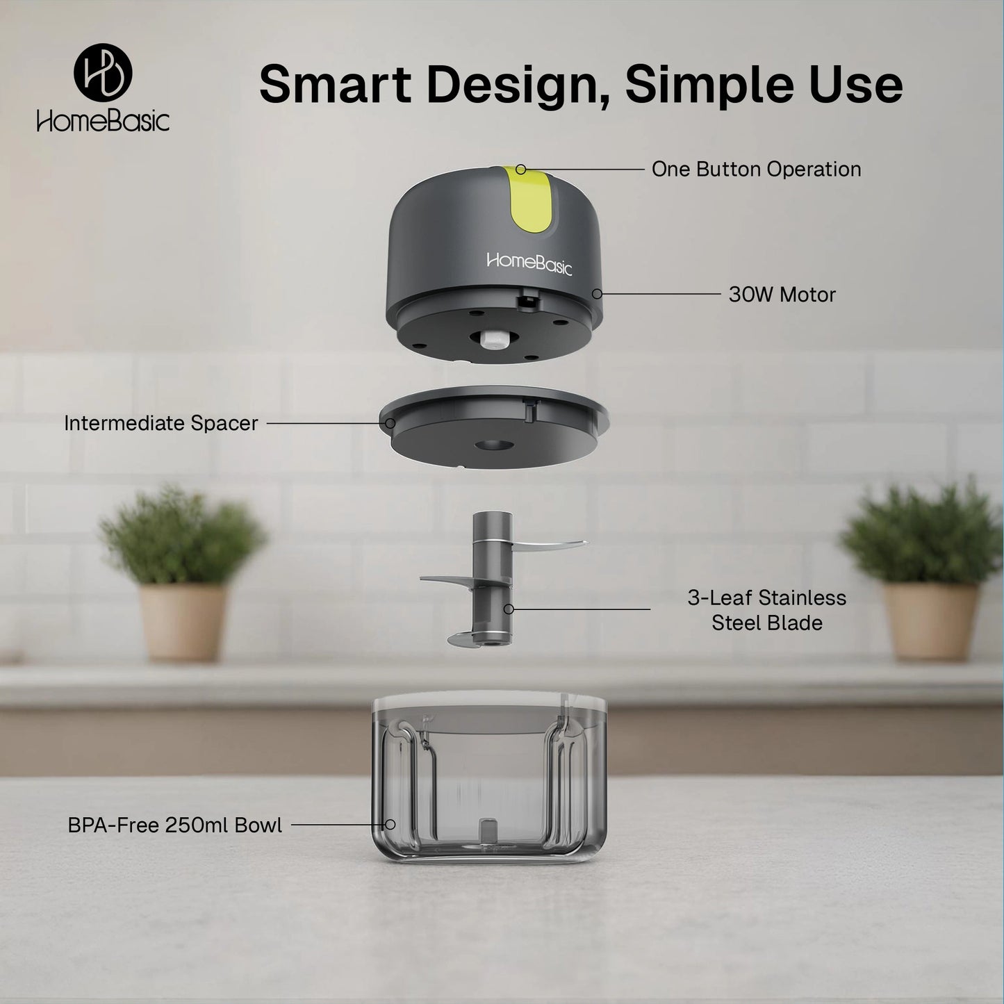 Electric Mini Food Chopper — USB Cordless