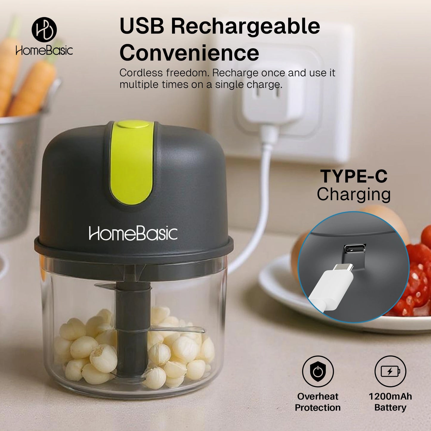 Electric Mini Food Chopper — USB Cordless
