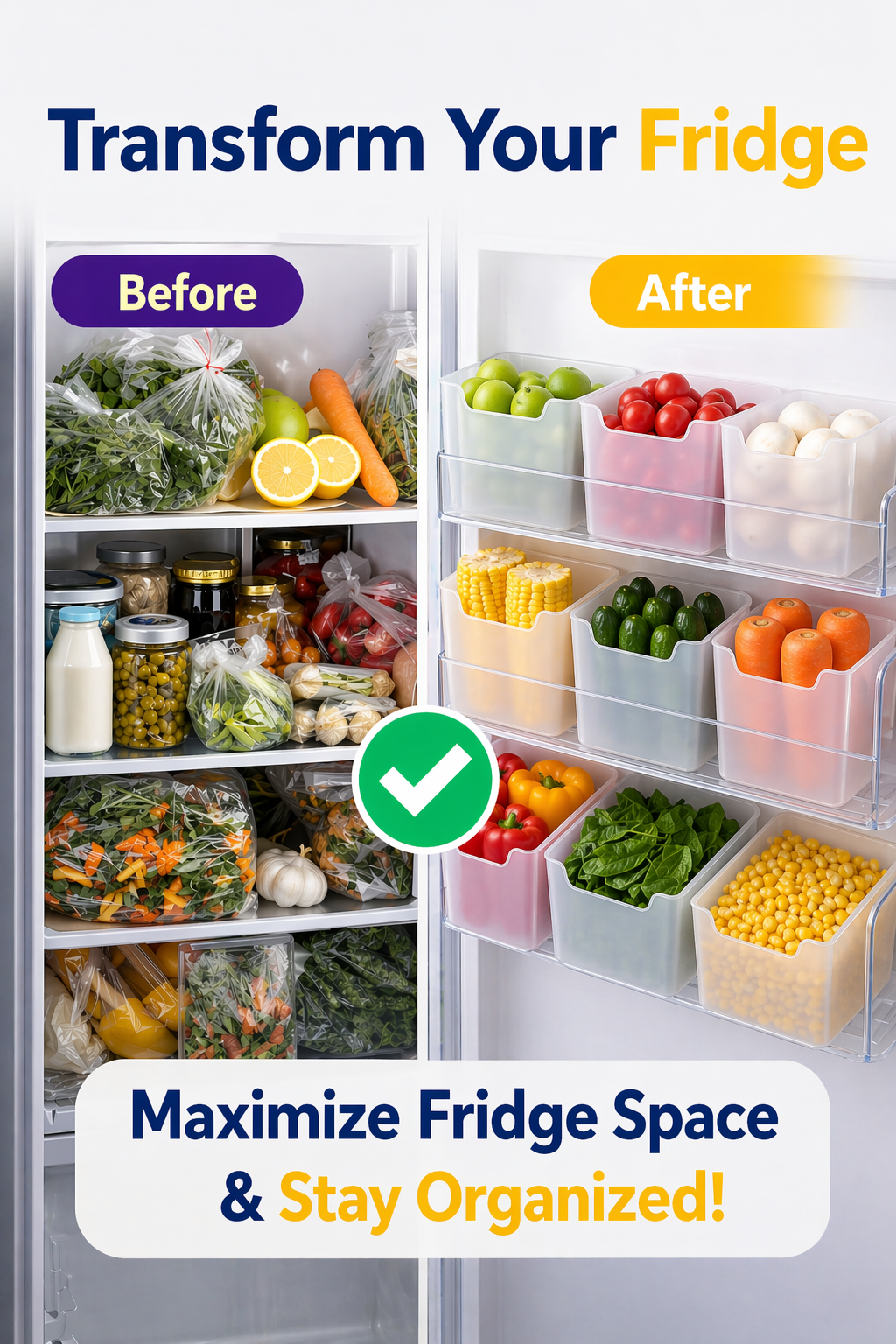 Fridge Organizer Boxes — Pack of 6