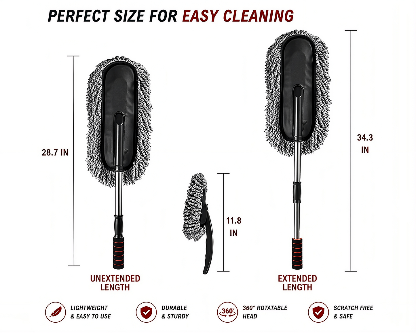 6-in-1 Car Cleaning Kit – Microfiber Duster, Interior Brush, Cleaning Cloth & Mini Dustbin Combo