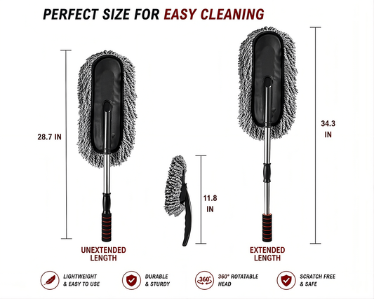 6-in-1 Car Cleaning Kit – Microfiber Duster, Interior Brush, Cleaning Cloth & Mini Dustbin Combo