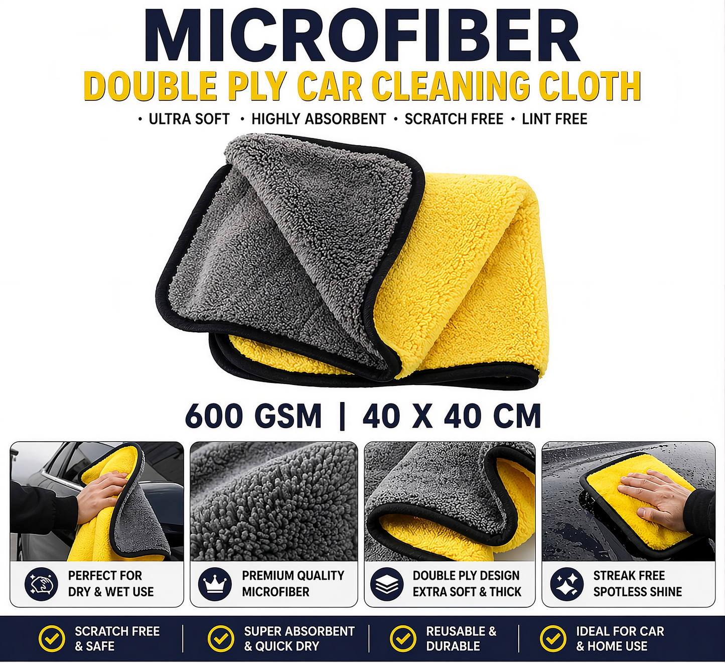 6-in-1 Car Cleaning Kit – Microfiber Duster, Interior Brush, Cleaning Cloth & Mini Dustbin Combo