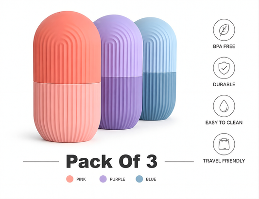 Ice Roller for Face – Pack of 3 | Reusable Cold Massage Tool for Glowing Skin